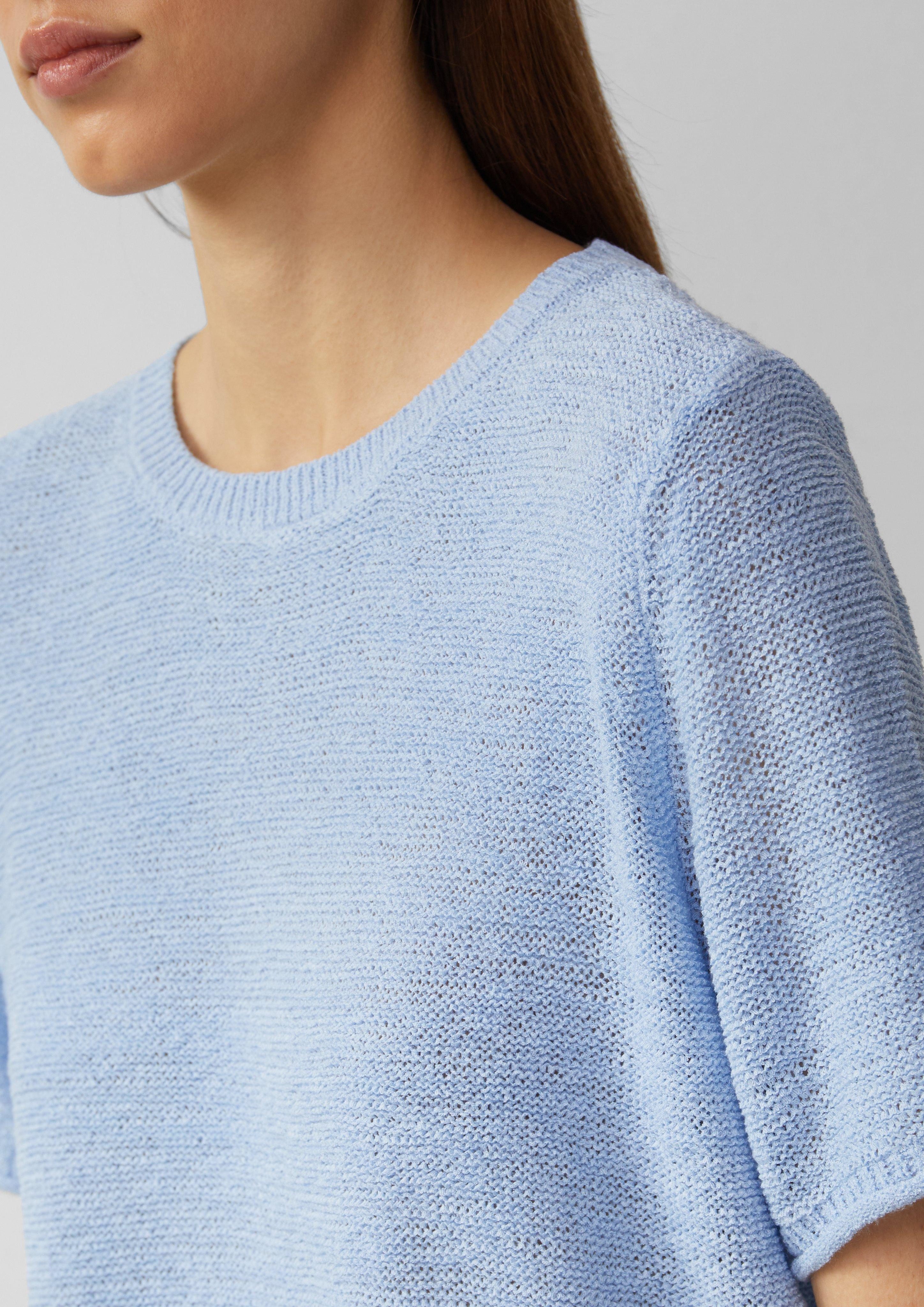 QS Strickpullover Kurzarmpullover aus Bändchengarn günstig online kaufen