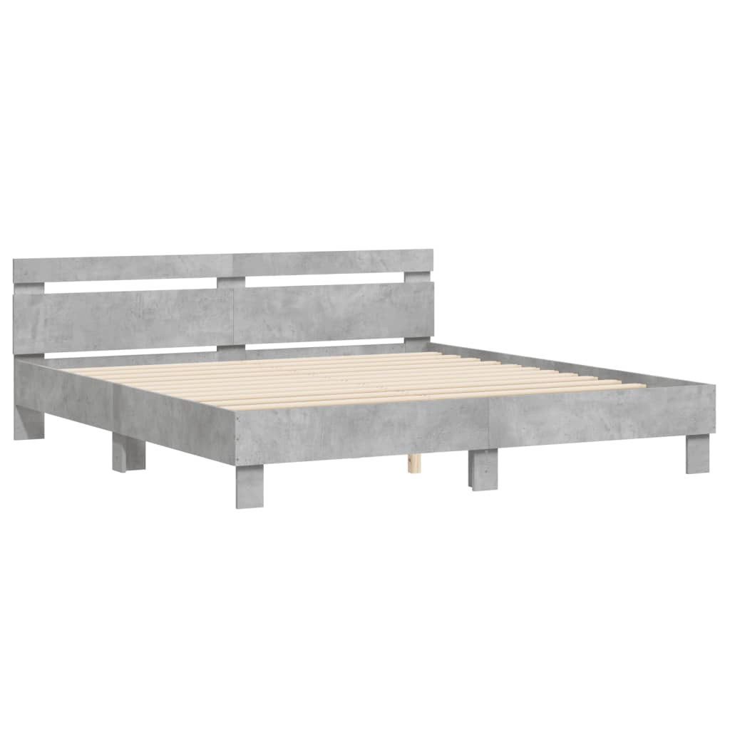 furnicato Bettgestell mit Kopfteil Betongrau 180x200 cm Holzwerkstoff