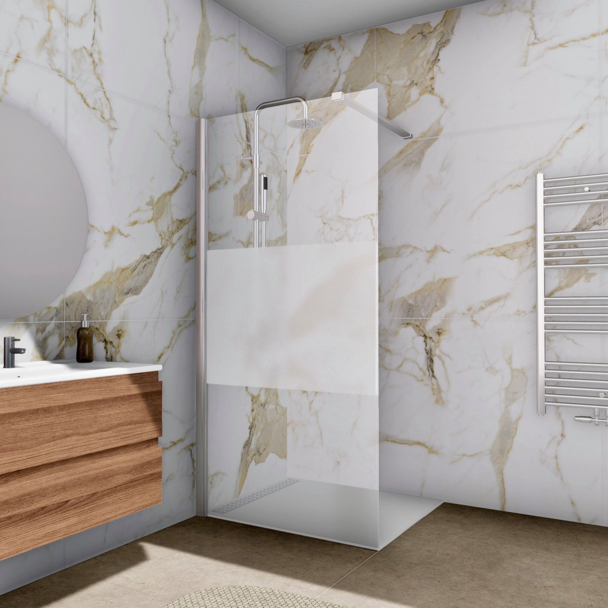 Aloni Walk-in-Dusche ECOF80, (1 tlg), ESG-Sicherheitsglas mit Nano-Beschichtung