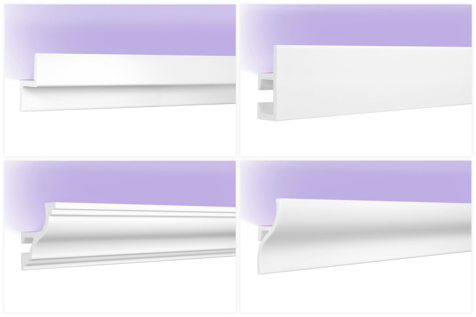 Hexim Zierleiste, 2 Meter, LED Deckenleisten Sparpaket aus Ecopolymer / HDPS - extrem widerstandsfähig, schneeweiß, modern - 1 Stück / 2 Meter