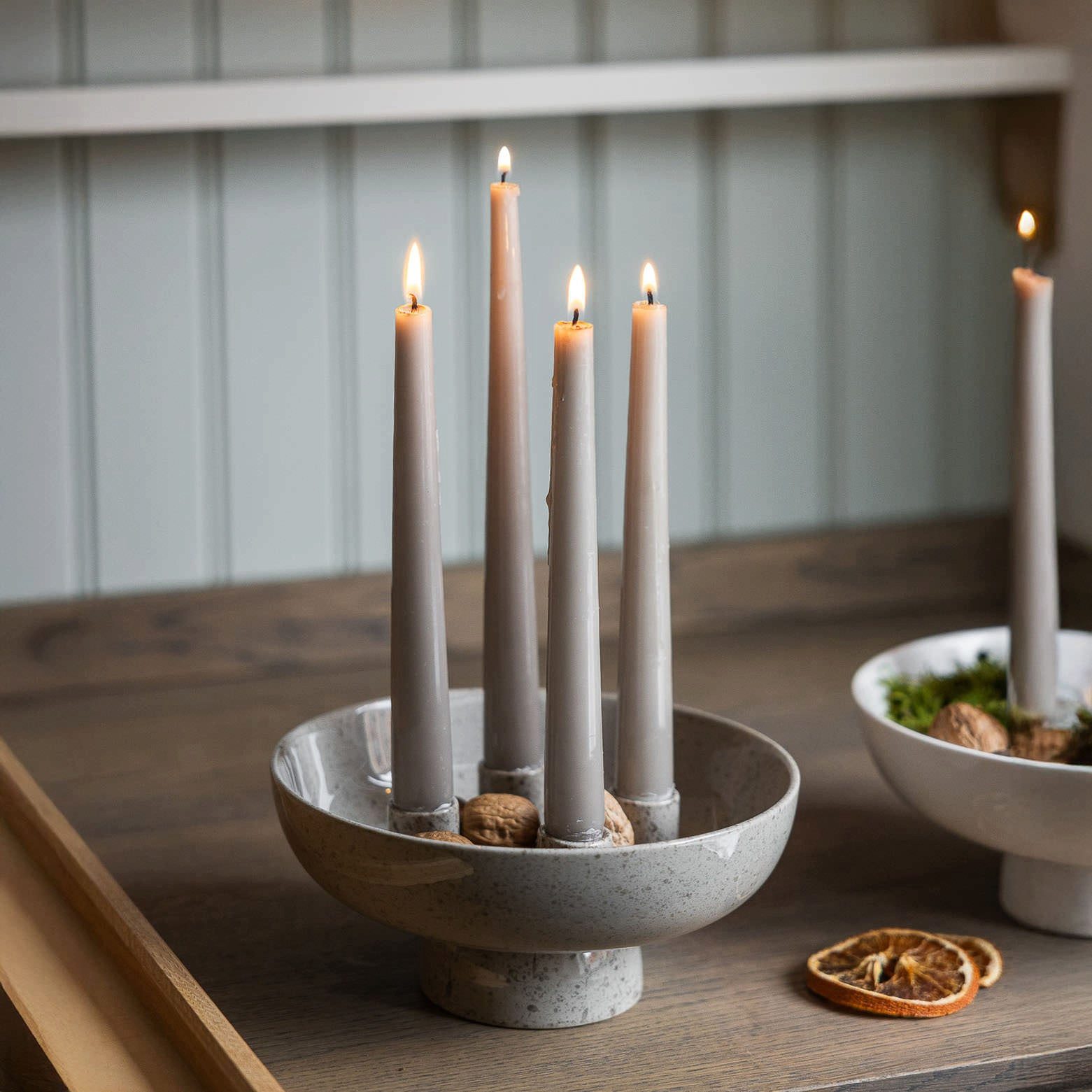 Storefactory Kerzenhalter Granhammar für 4 Stabkerzen aus Keramik in grau g günstig online kaufen