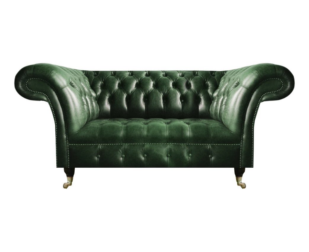 JVmoebel Chesterfield-Sofa Elegantes grünes Leder-Sofa mit edlen Knöpfen und Nieten, Packung 1 Teile, Made in Europa