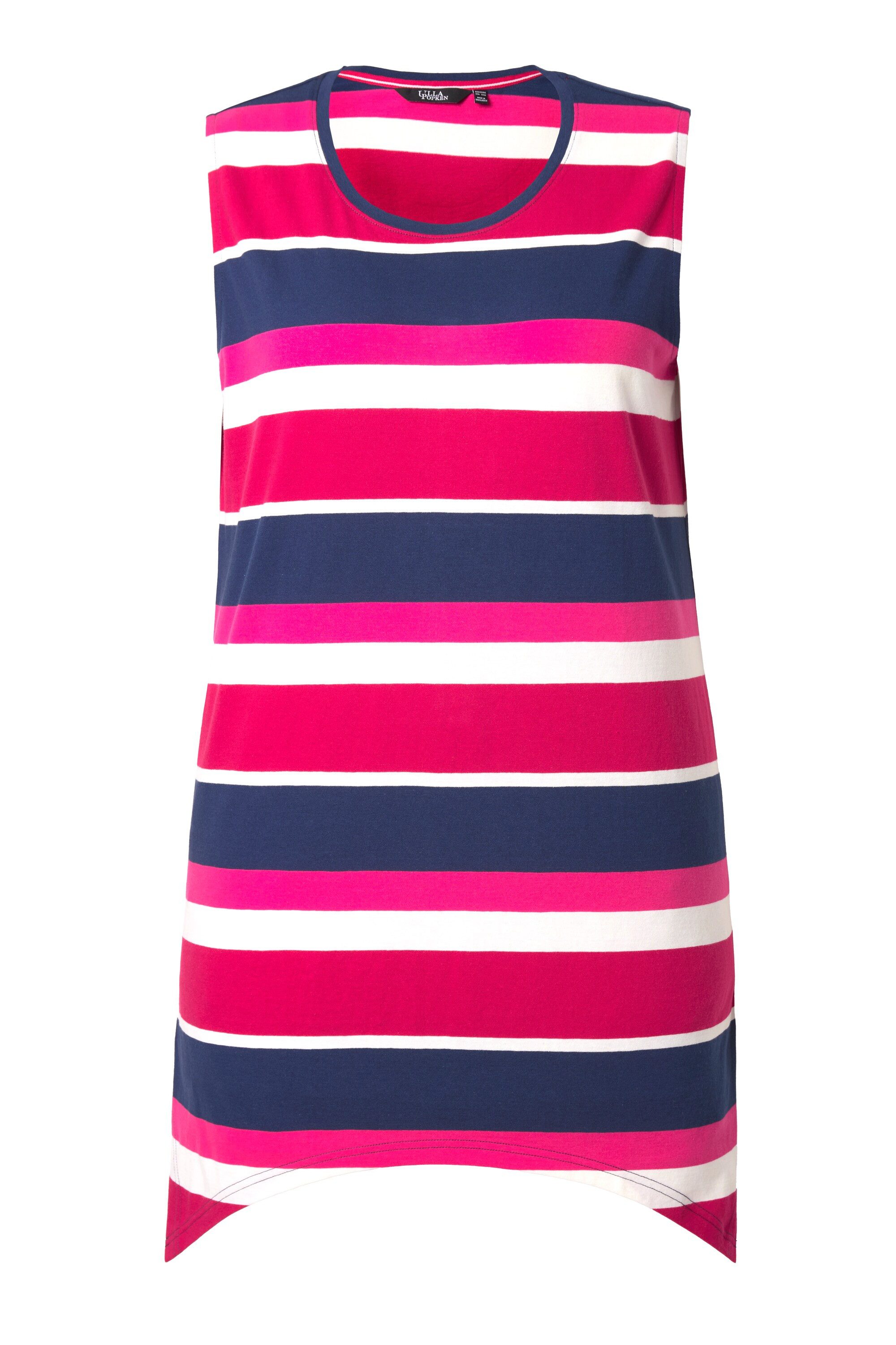 Ulla Popken T-Shirt Longtop Ringel A-Linie Rundhals ärmellos günstig online kaufen