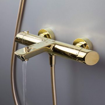 Lomadox Wannenarmatur ARNIKA-30 Design Wannenmischer ohne Duschset in gold, B/H/T: 31/6/21 cm