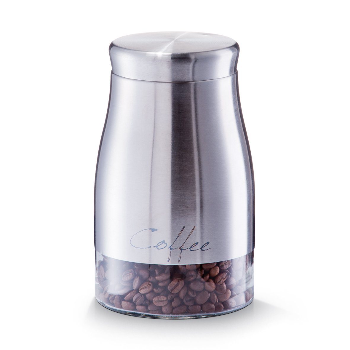Zeller Present Glas Vorratsglas "Coffee, Glas/Edelstahl 201, 1300 ml, Edelstahl, silber, Ø11,5 x 19 cm