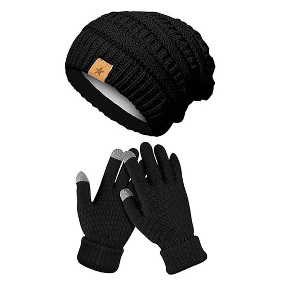 Coonoor Mütze & Schal Winter-Beanie-und-Handschuh-Set, warme Strickmütze, T günstig online kaufen