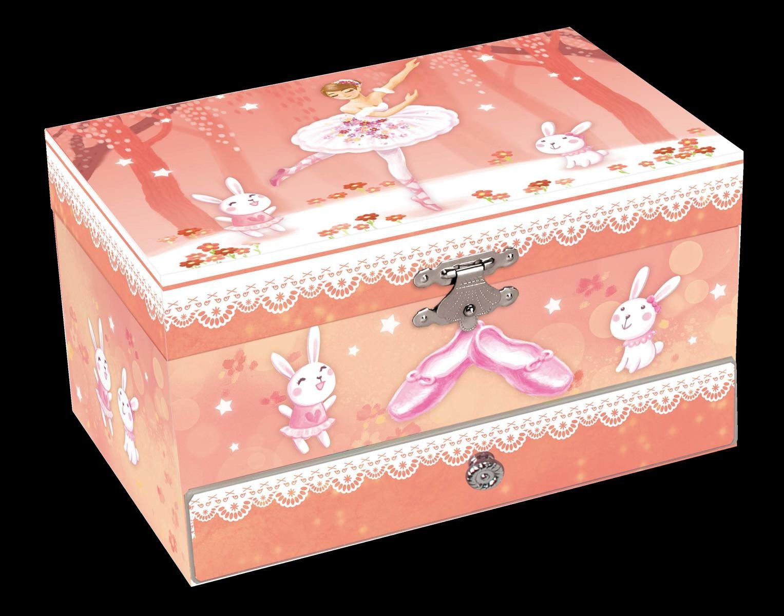 Musicboxworld Spieluhr Spieluhr - Schmuckdose mit Ballerina und Hasen