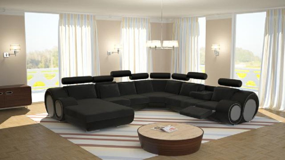 Xlmoebel Wohnlandschaft Designer U-Form Sofa mit USB-Anschlüssen und hochwertiger Polsterung, Hergestellt in Europa