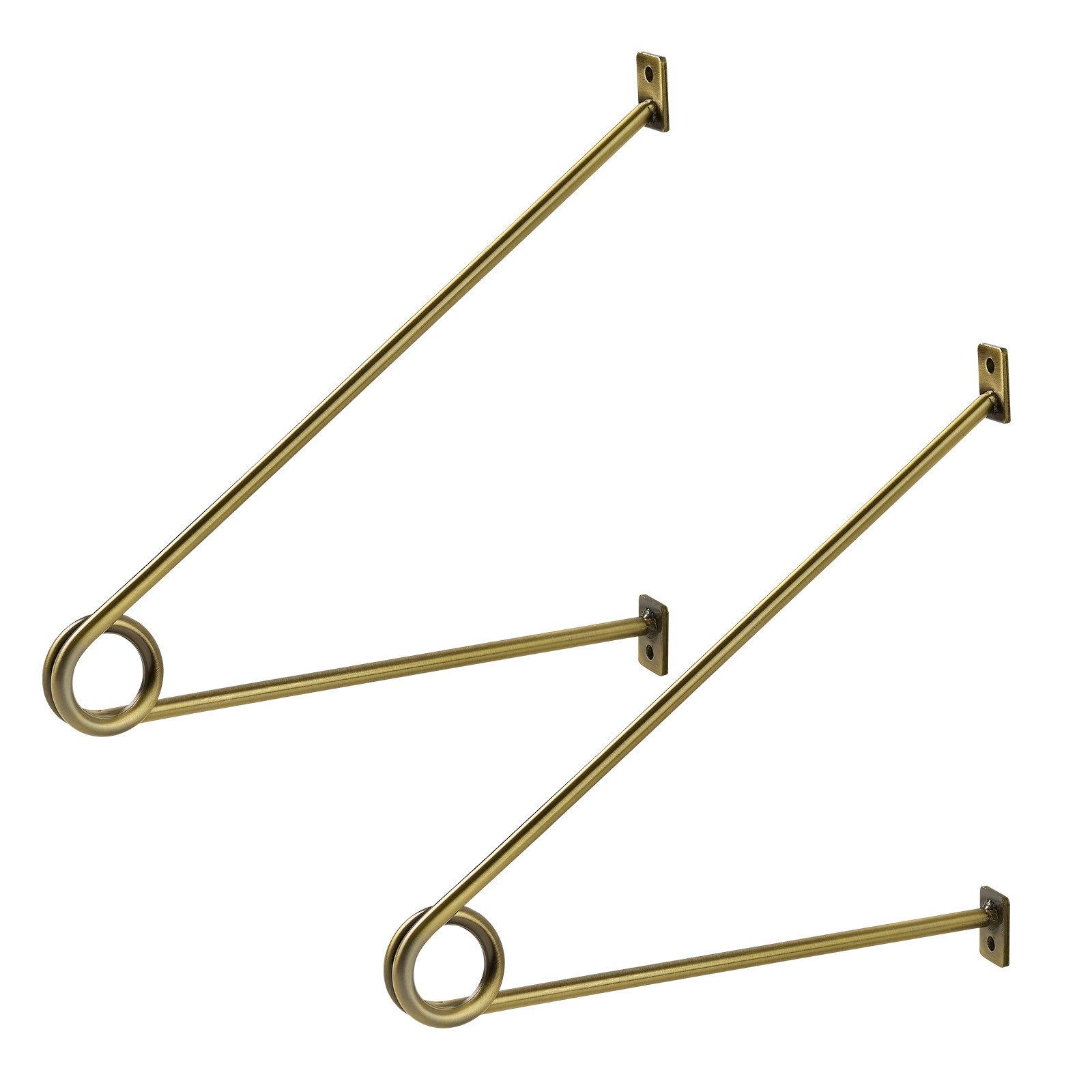 SO-TECH® Garderobe Rundstabhalterung 260 x 250 x 20 mm für Stangen bis Ø 30 mm (1 St), Antik Gold galvanisiert, für Garderobe & Küchenreling