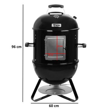 BBQ-Toro Räucherofen 3 in 1 Räuchertonne Ø 47 cm, 3in1 Smoker, Kugelgrill und Feuerstelle, Auch als Kugelgrill und Feuerstelle nutzbar