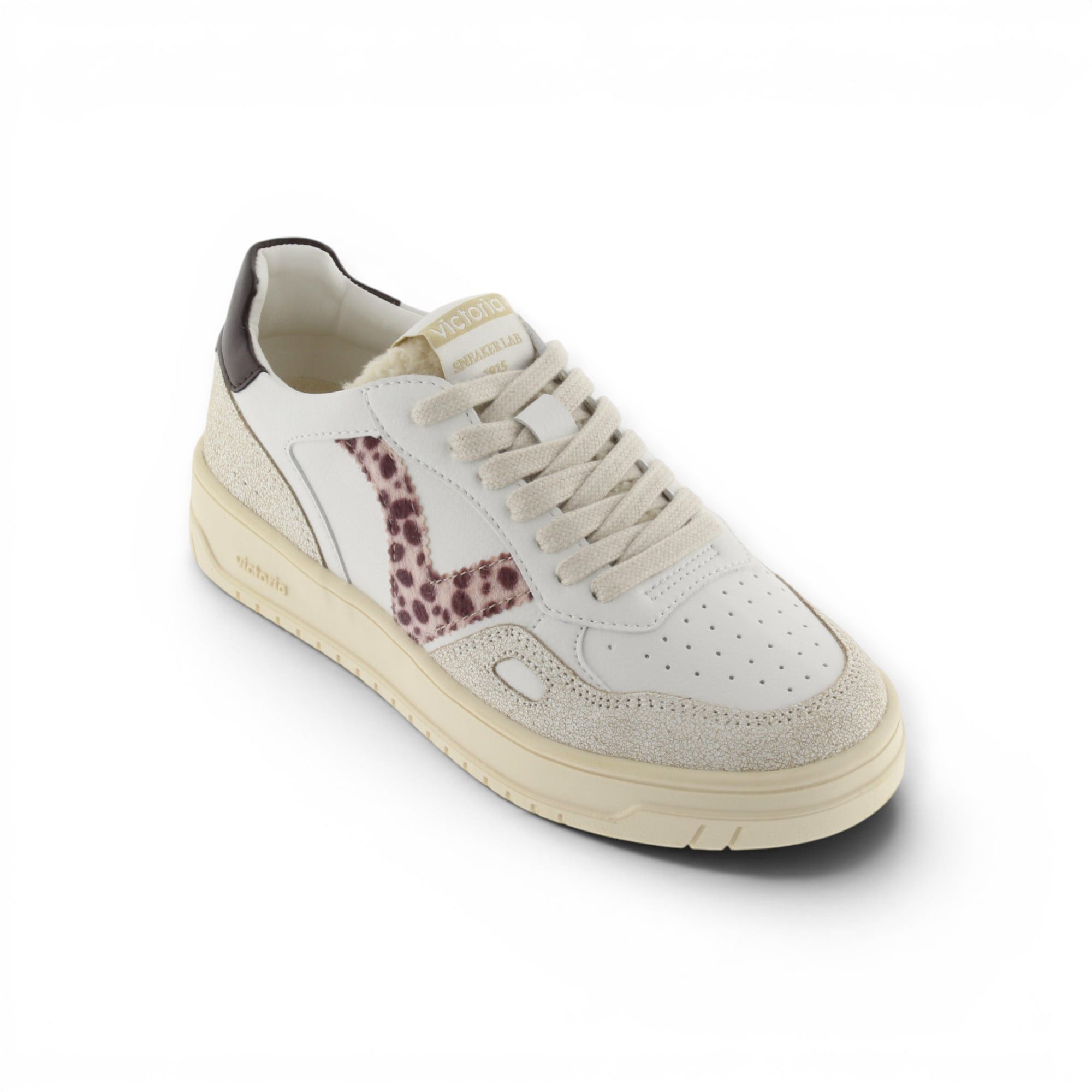 Victoria Seul Animal (Ledereffekt/Velourleder) - weiss/beige Damen Sneaker