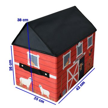 Spielzeugtruhe Aufbewahrungsbox mit Deckel Motiv Scheune Stall faltbar