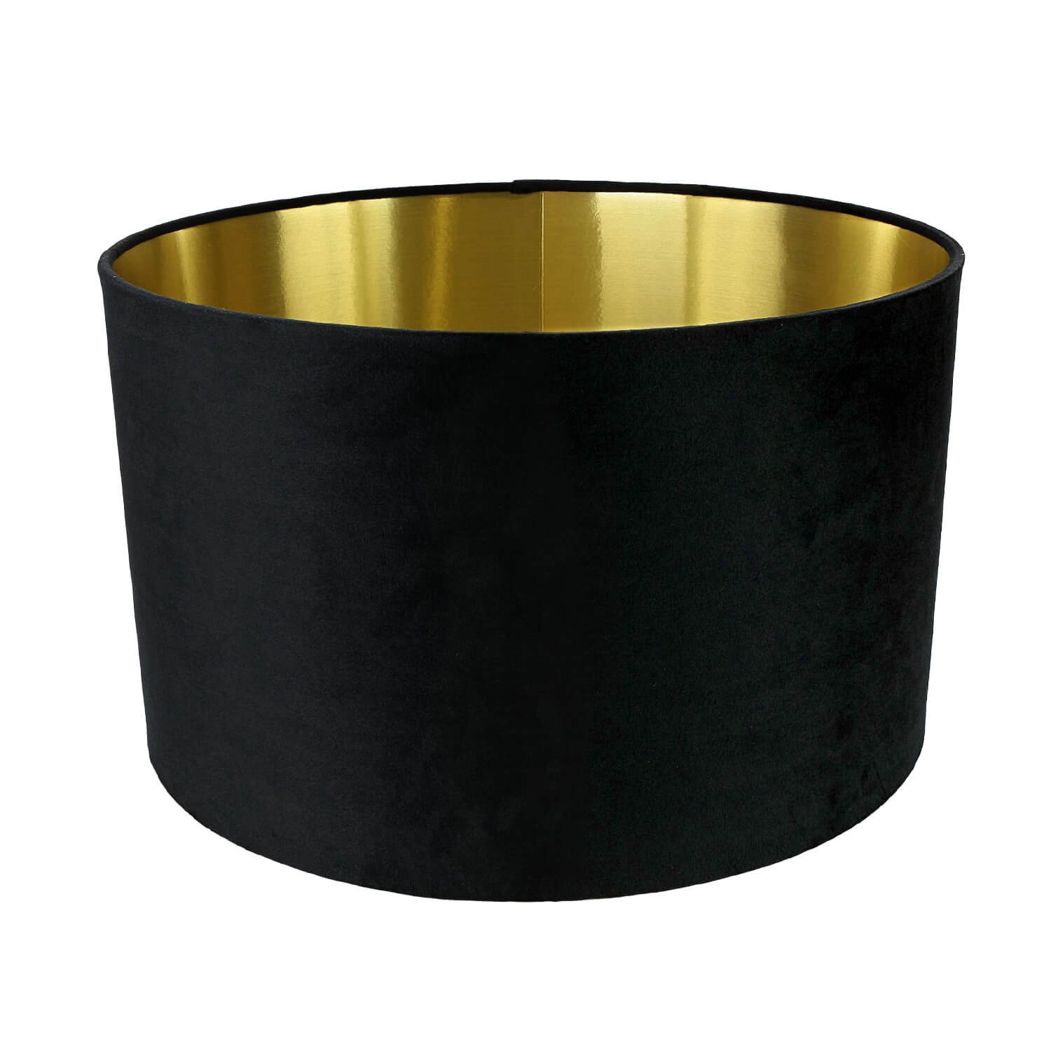 Licht-Erlebnisse Lampenschirm GIRONA, Ø 40 cm in Schwarz Gold Flur Stoff Modern