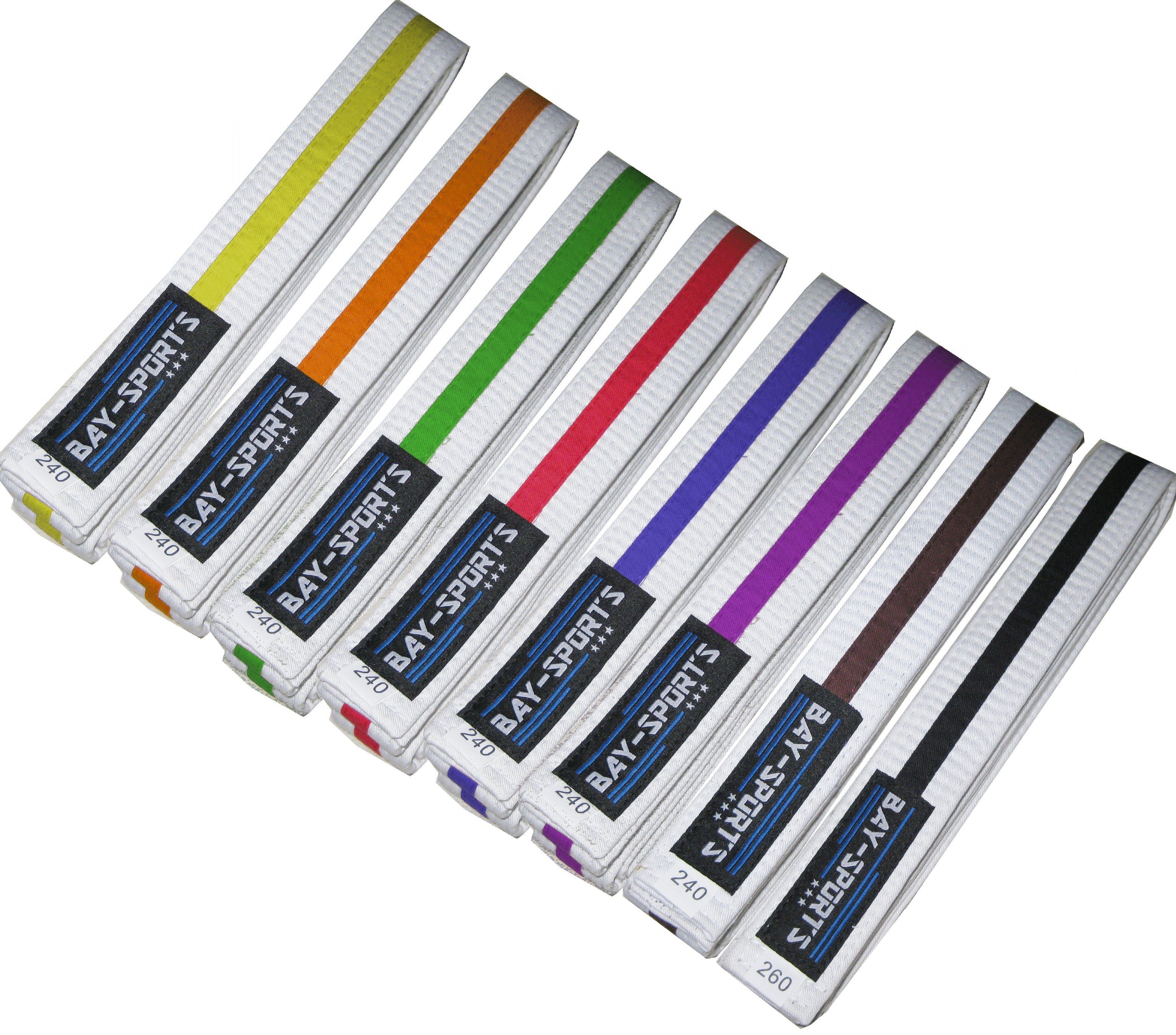 BAY-Sports Karateanzug Budogürtel weiß/gelb/weiß Zweifarbig, Karategürtel günstig online kaufen