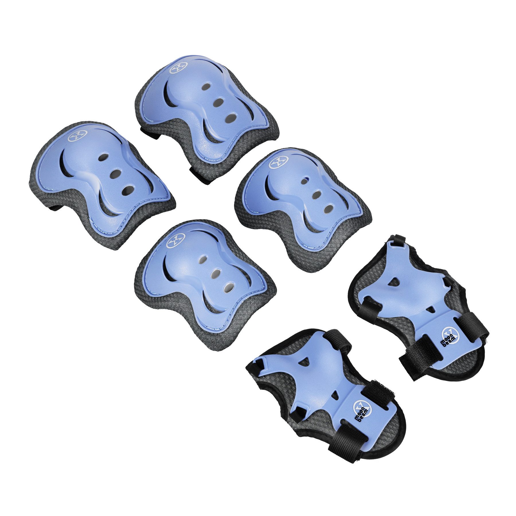 NILS EXTREME Inlineskates Inliner Moonbeam Blau Skates verstellbare Größe + Schützer Set, Komplettset mit LED-Rollen