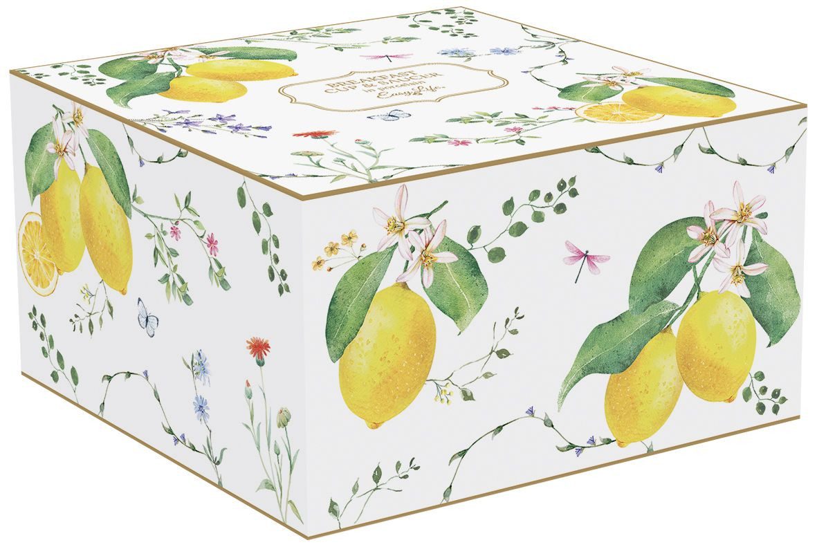 EasyLife Tasse Fleurs et Citrons, Porzellan, Spülmaschinengeeignet, Mehrfarbig, Zitronen, H: cm