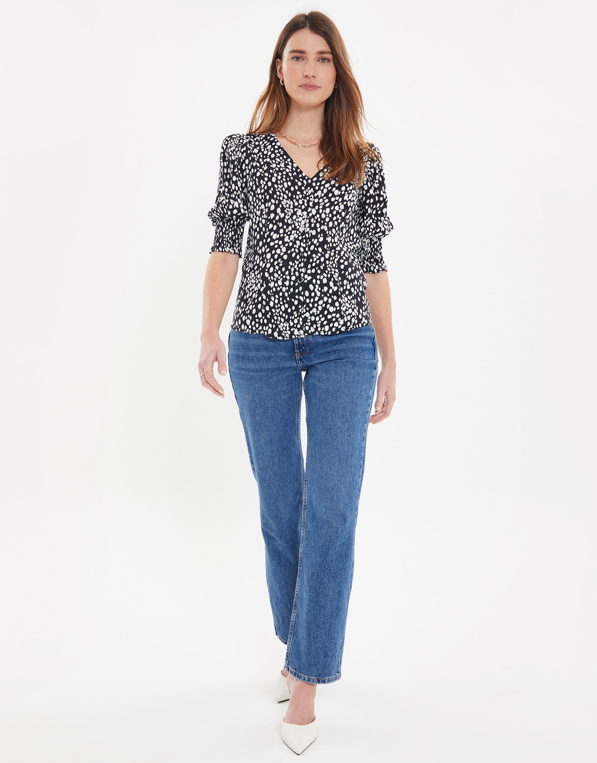 Threadbare Blusentop THB Sand Short Sleeve mit schönem Print