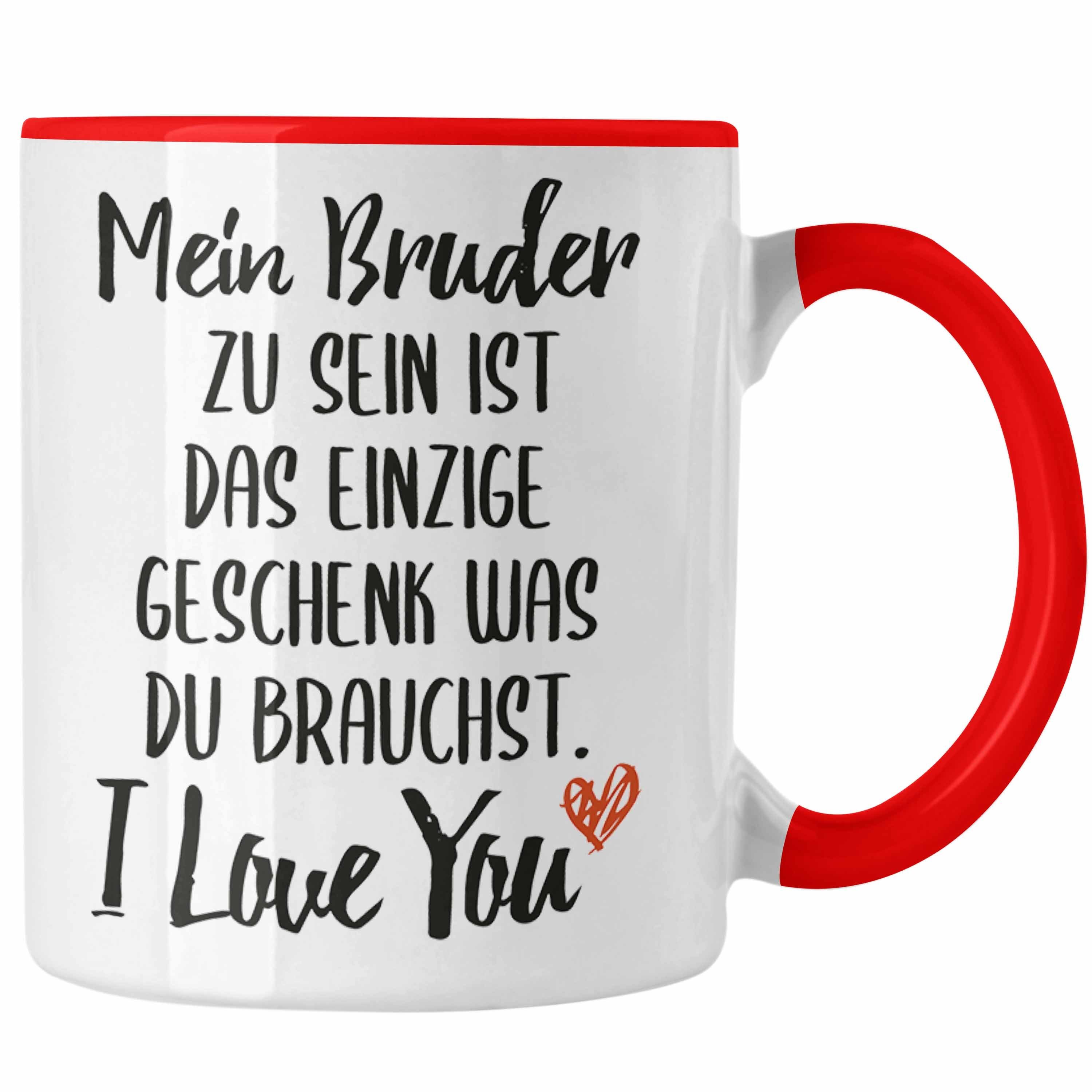 Trendation Tasse Trendation - Bruder Schwester Tasse Geschenk von Bruder Geschenkidee für Geschwister Kaffeetasse Rot