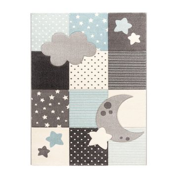 Kinderteppich Kinder Teppich Spielteppich Karos Wolken Sterne, TT Home, Läufer, Höhe: 16 mm