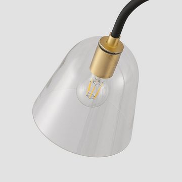 Lucande Stehlampe Anjita, Leuchtmittel nicht inklusive, Vintage, Glas, Metall, klar, Schwarz, messing, 1 flammig, E27, Design