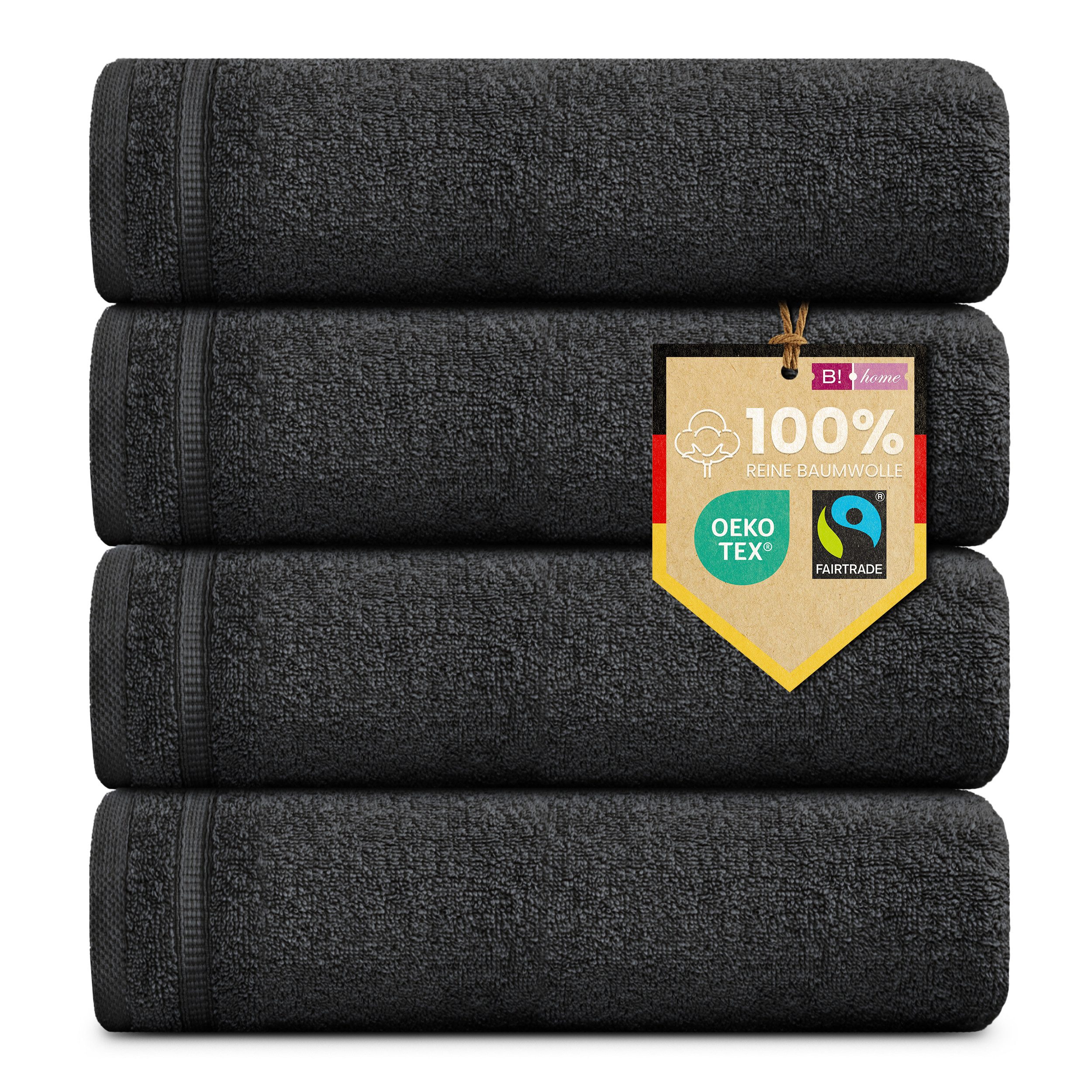 B!HOME Handtücher Set Saunatücher, Duschtücher, schwarz, 4 St