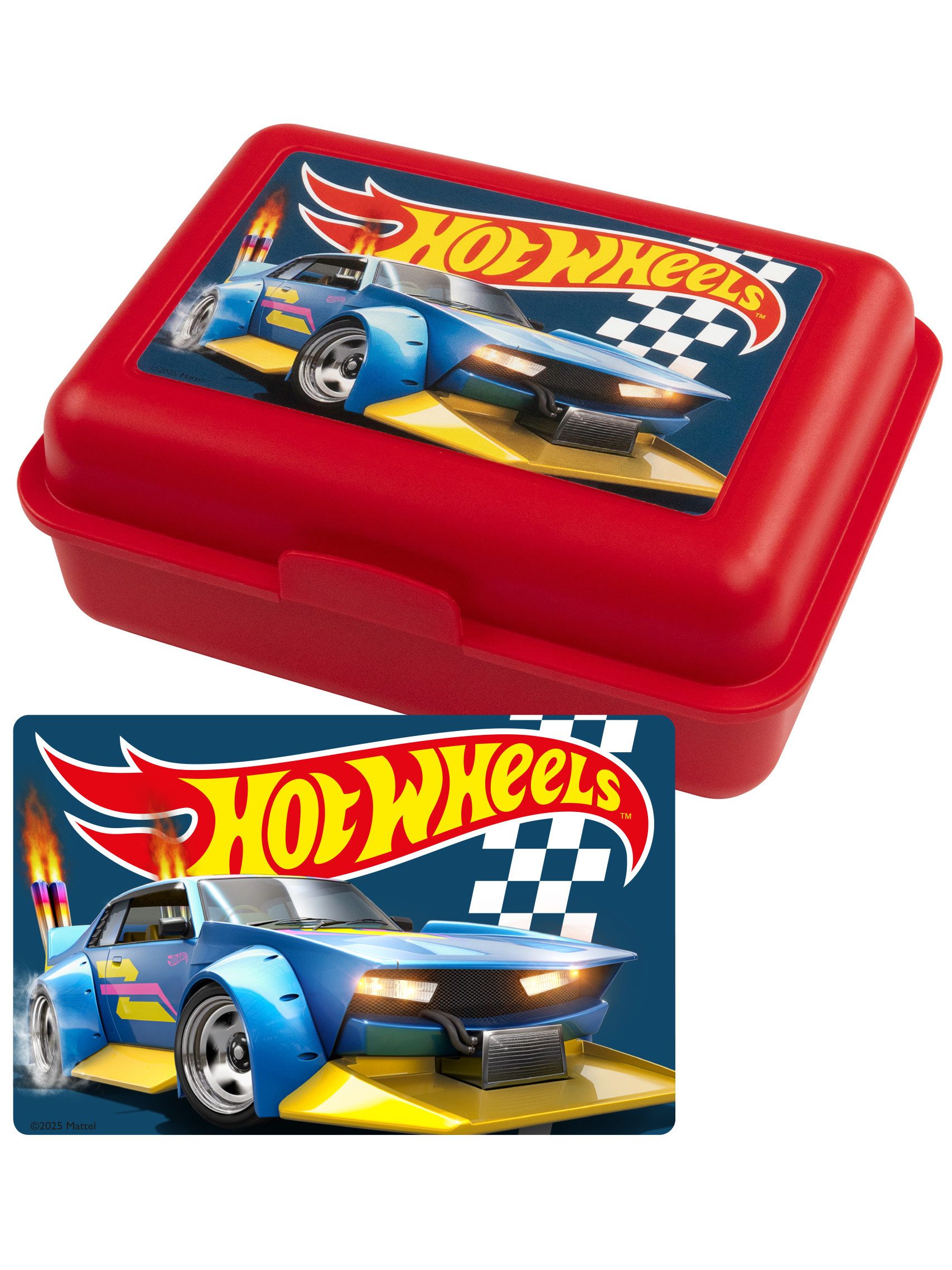 United Labels® Lunchbox Hot Wheels Brotdose Blue Car Lunchbox Butterbrotdose mit Trennwand, Kunststoff (PP)