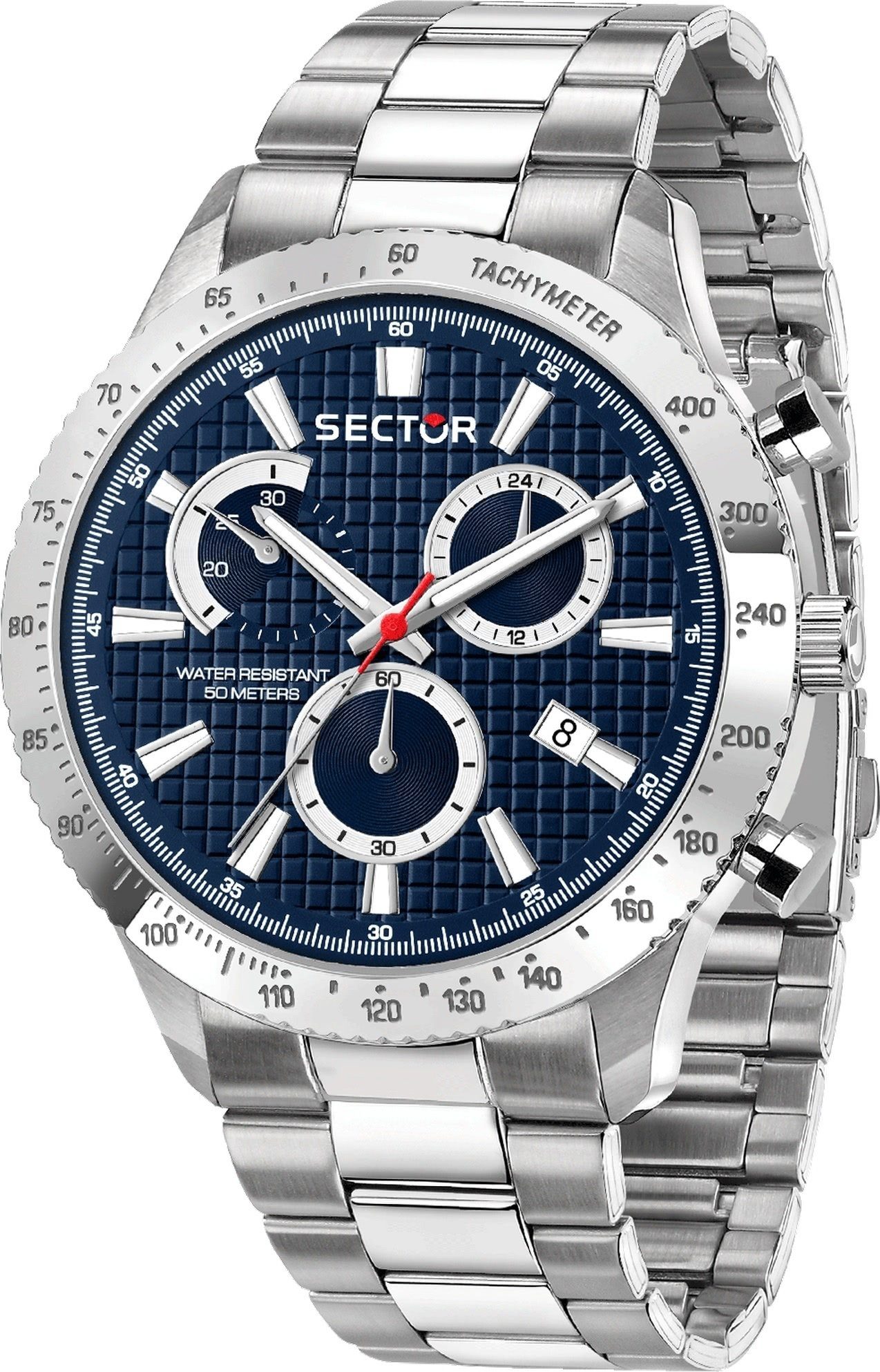 Sector Chronograph Sector Herren Armbanduhr Chrono, (Chronograph), Herren Armbanduhr rund, (ca. 43mm), Edelstahlarmband silber, Fashion