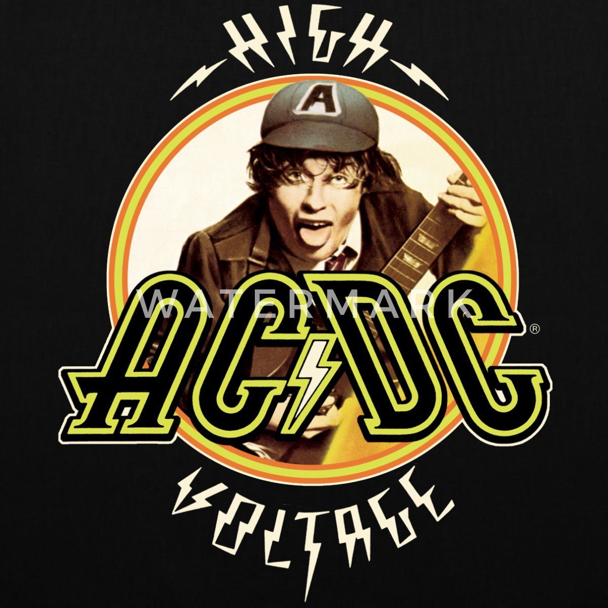 Spreadshirt Henkeltasche AC/DC Logo High Voltage Angus Young Stoffbeutel (1-tlg)