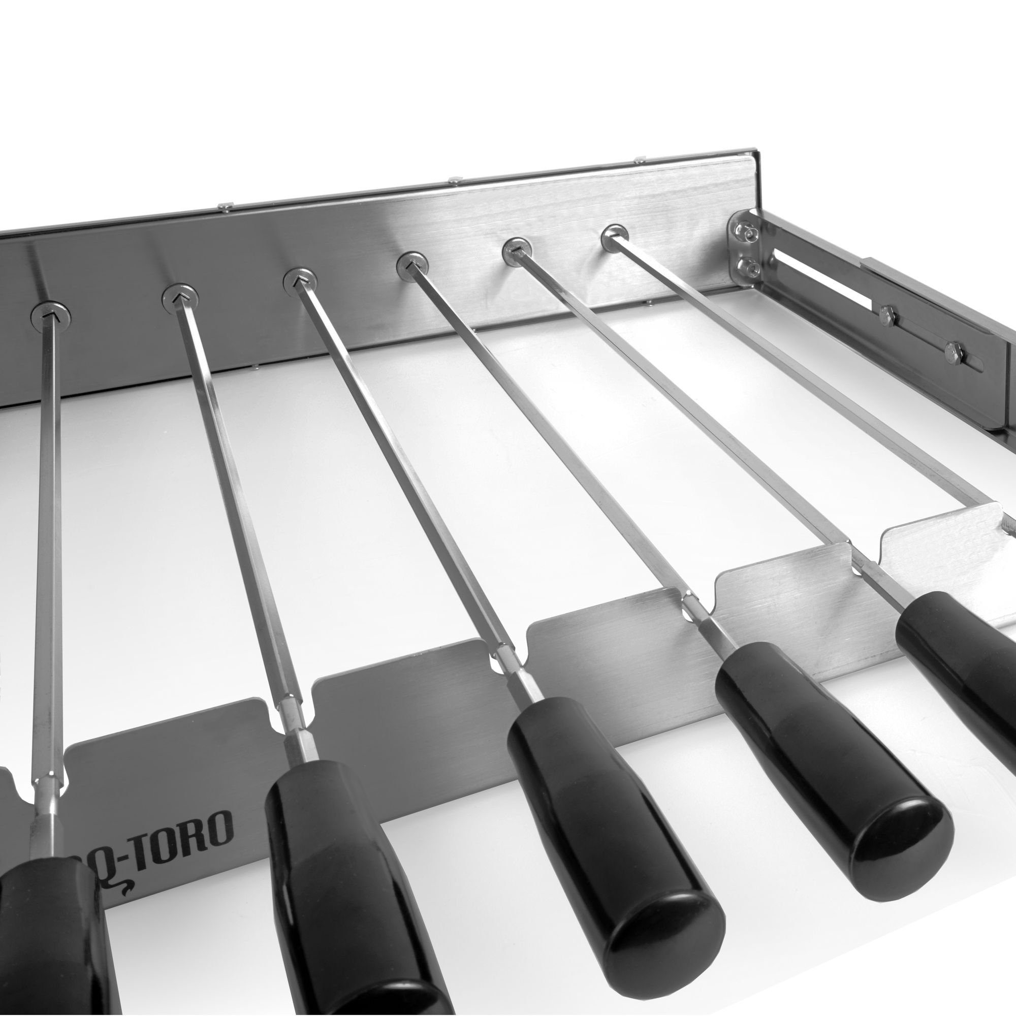BBQ-Toro Drehspieß Edelstahl Grillaufsatz, 10 Spieße 58 x 26-40 cm, Motor links