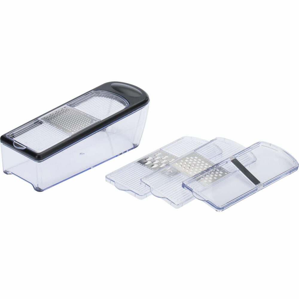 WESTMARK Multireibe Set mit 4 Schneideinsätzen und Auffangbehälter,Reiben-/Hobel-Set, ABS, SAN, Edelstahl