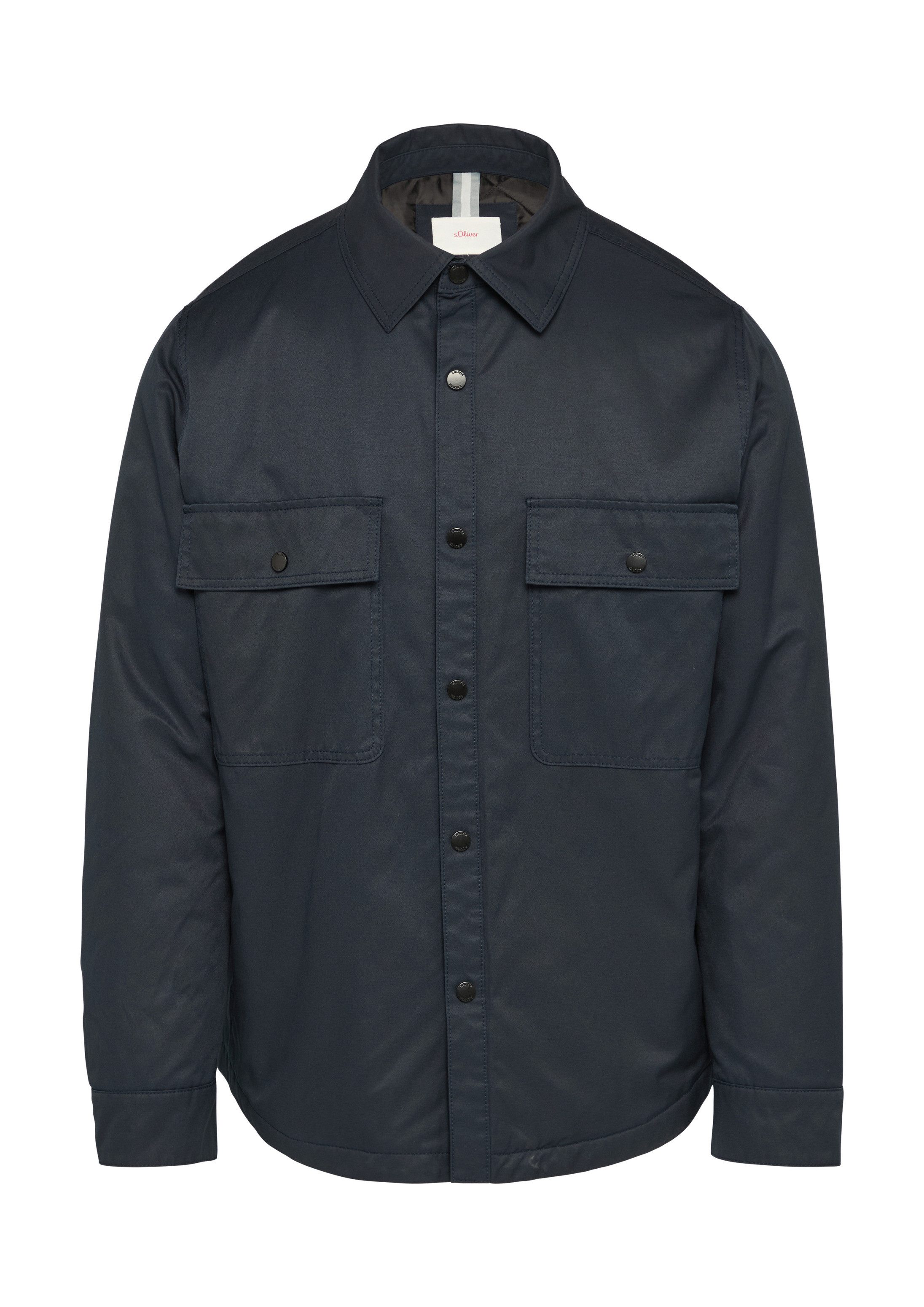 s.Oliver Hemdjacke Outdoor-Jacke Gefüttertes Twill-Overshirt mit Brusttaschen