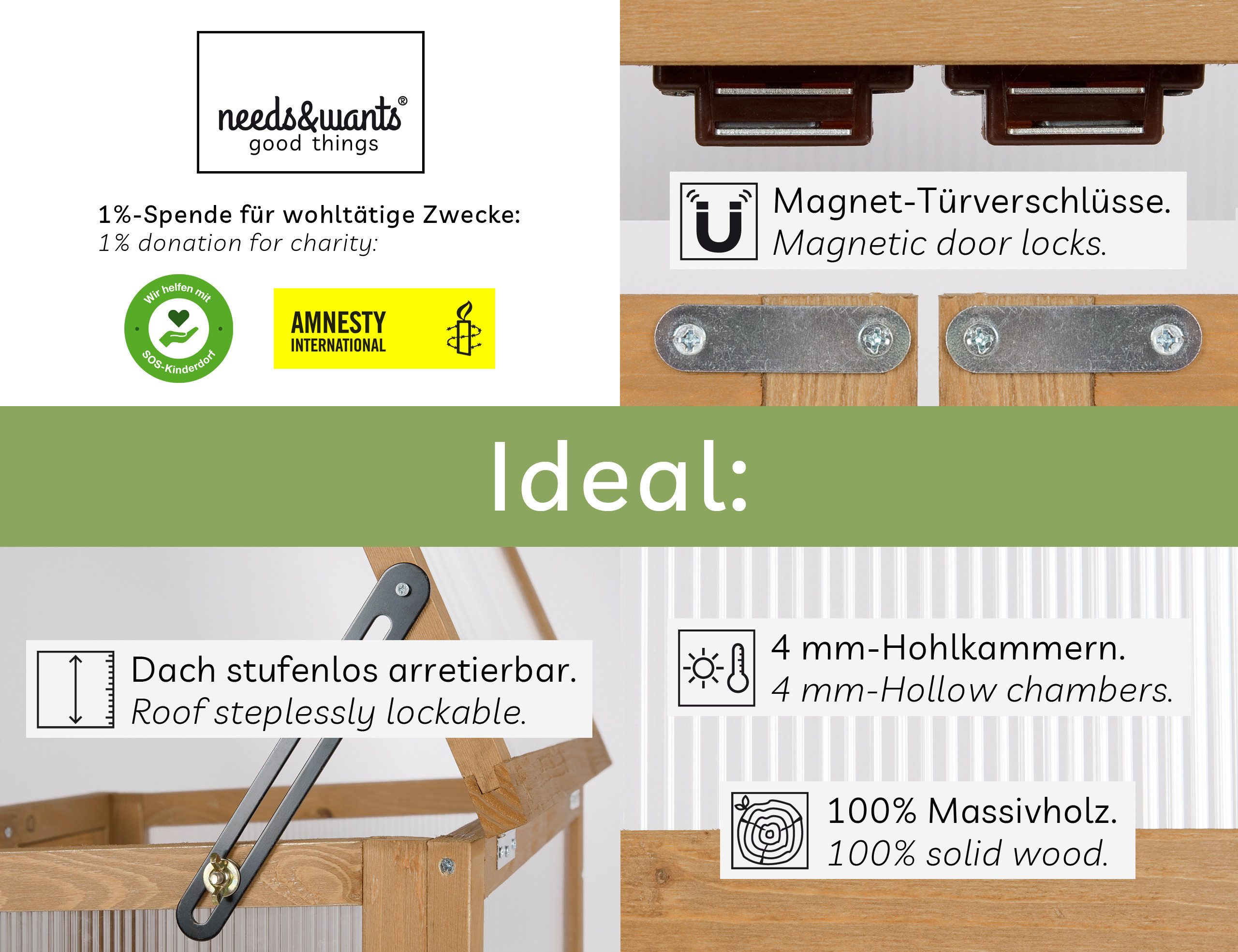 needs&wants® Gewächshaus Mini Treibhaus klein winterfest günstig online kaufen