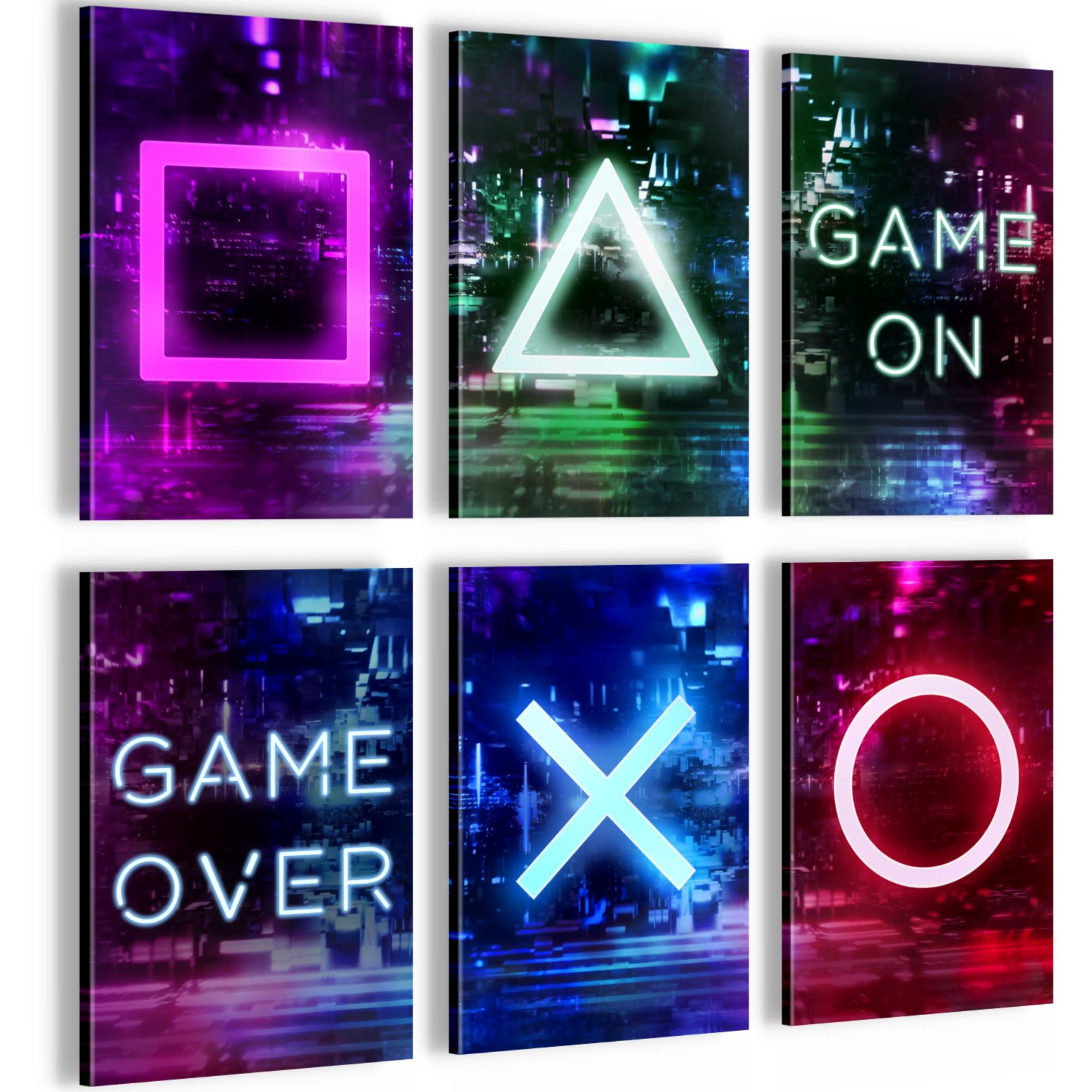 Novart Wandbild Gamer Spielkonsole Gaming 6 Bilder Set - 20x30 cm, (6 St)