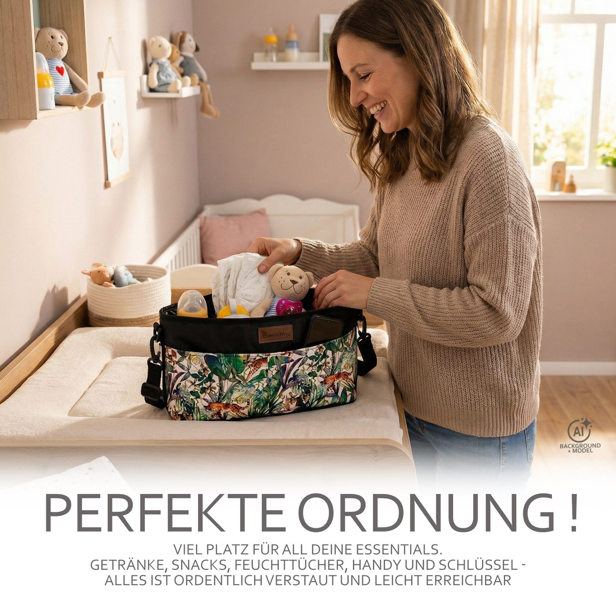 BambiniWelt by Rafael K. Wickeltasche Wickeltasche ORGANIZER Kinderwagen Buggy Babytasche mit Getränkehalter – Bild 4 von 5
