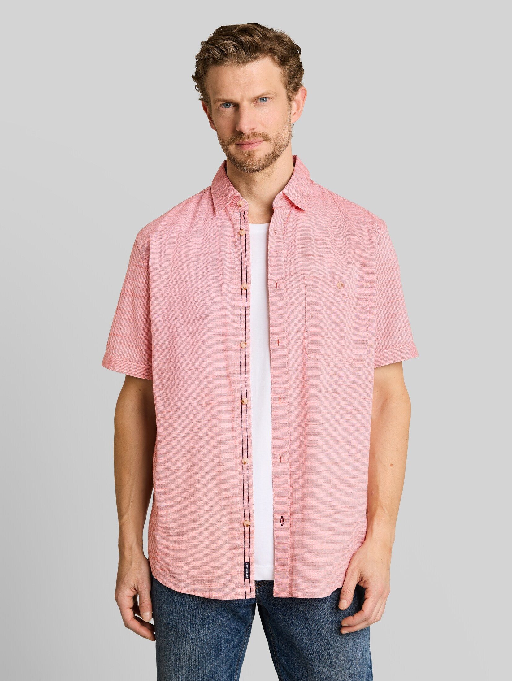 TOM TAILOR Kurzarmhemd Blusen & Shirts Regular Fit Kurzarmhemd aus Baumwolle