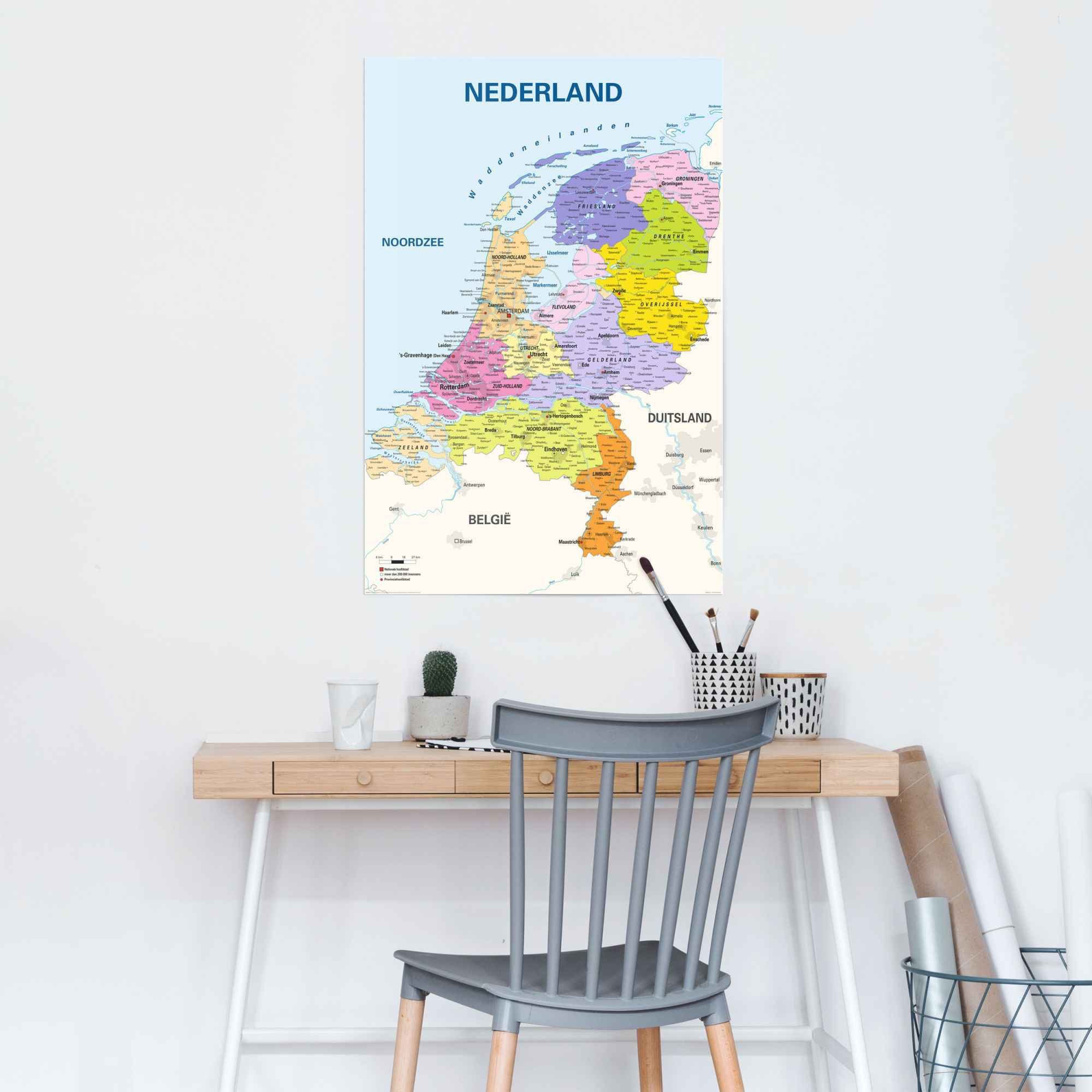 (1 Text, Schulkarte St) Poster Niederlande Poster - Reinders! Niederländischer Landkarten Niederländisch