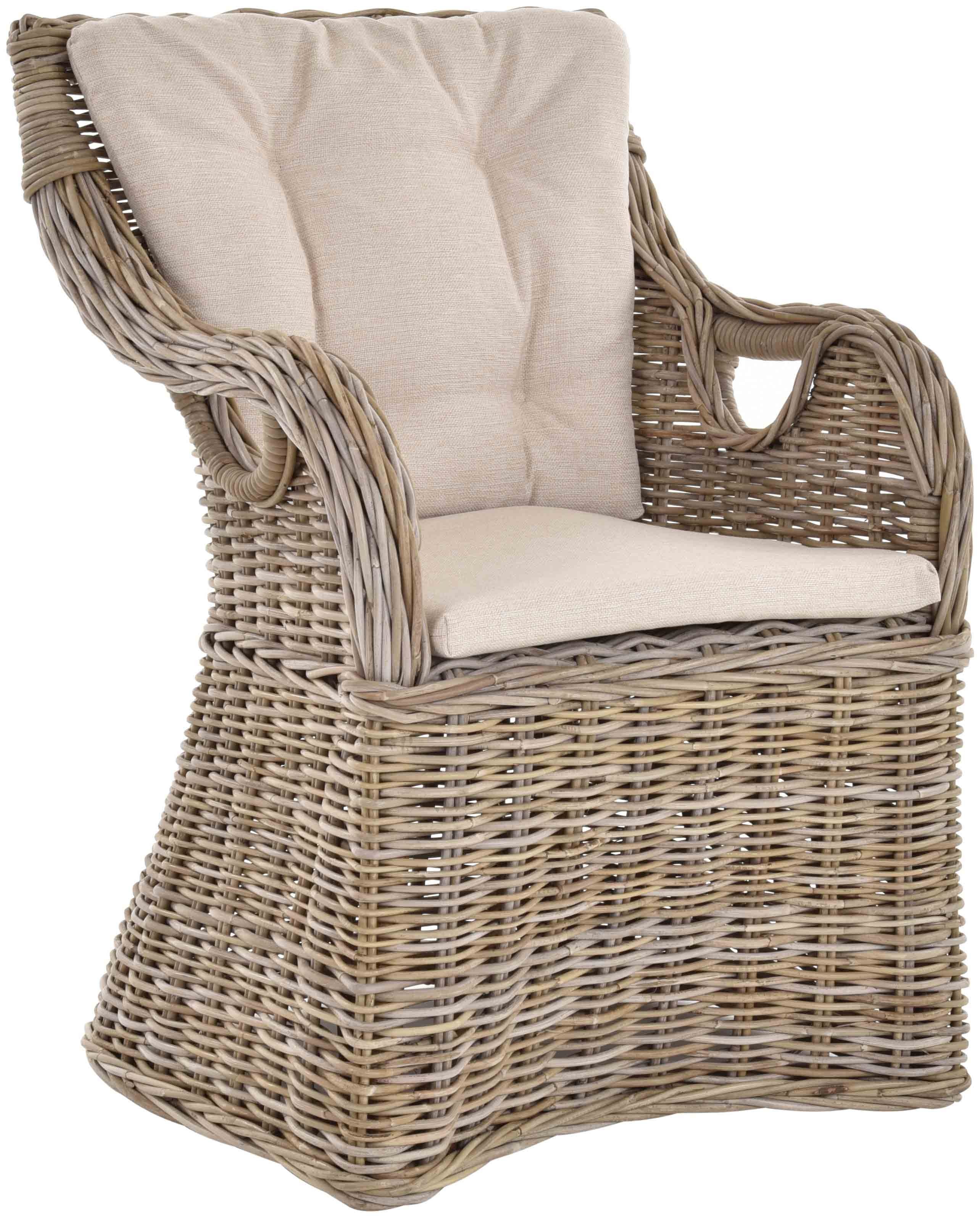 Krines Home Esszimmersessel 2er Set Rattansessel Breit Skandinavischer Stil Natur (Grau, Gr. 4) (2-St., 2er Set), Rattan, Sessel, breiter Armlehnsessel, Wohnzimmer