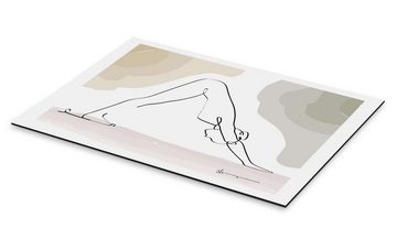 Posterlounge Alu-Dibond-Druck Yoga In Art, Herabschauender Hund (Adhomukha Shvanasana), Fitnessraum Japandi Grafikdesign