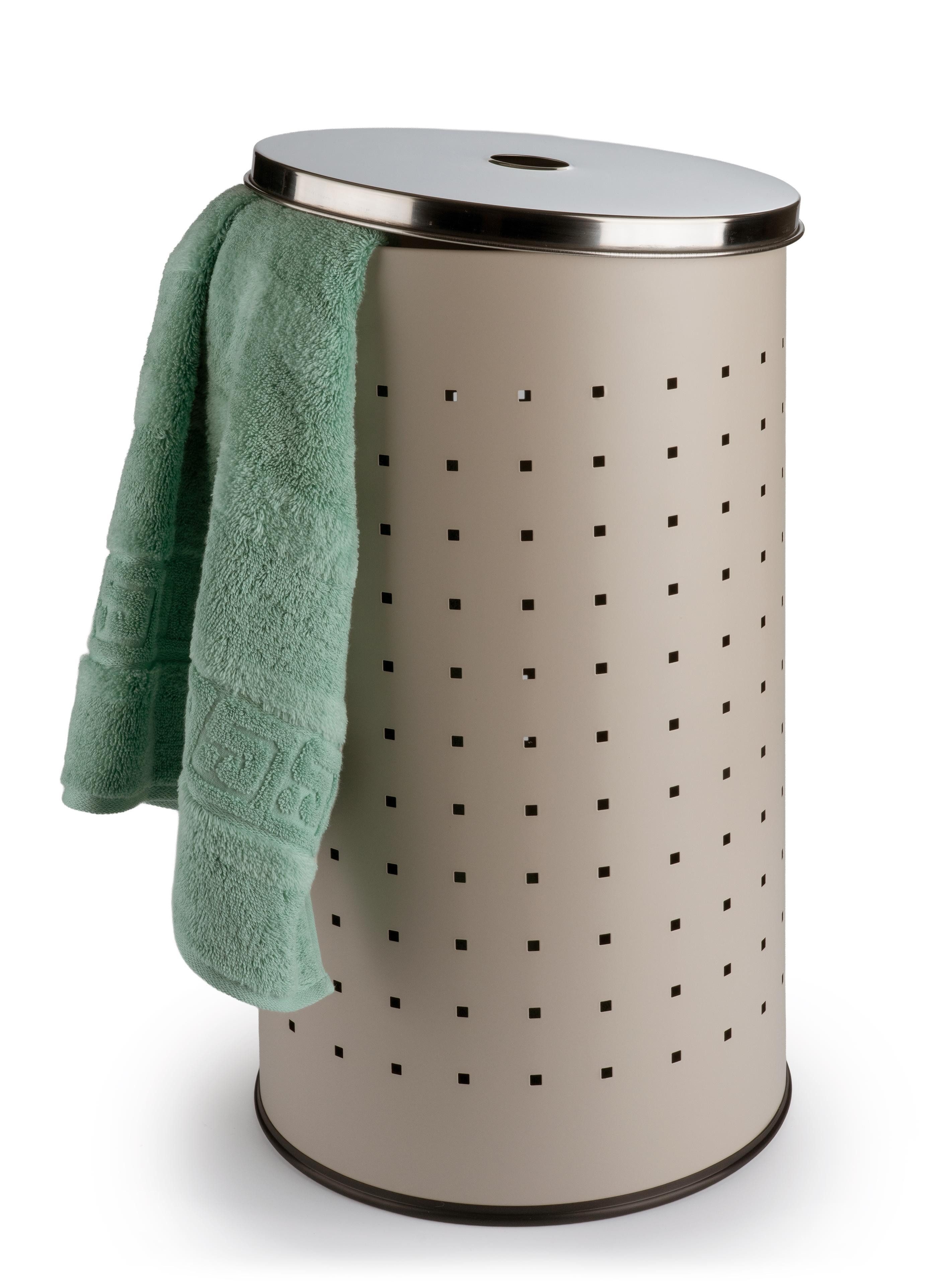 Home4You Wäschetonne Wäschesammler, Greige, Ø 29 x H 54 cm, (Set, 1 St), 37 Liter Fassungsvermögen, mit Belüftungslöcher – Bild 3 von 4
