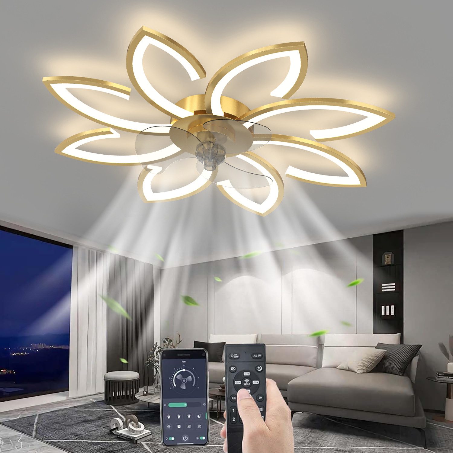 RWEUOQ LED Deckenleuchte Lüfterlicht mit Fernbedienung günstig online kaufen