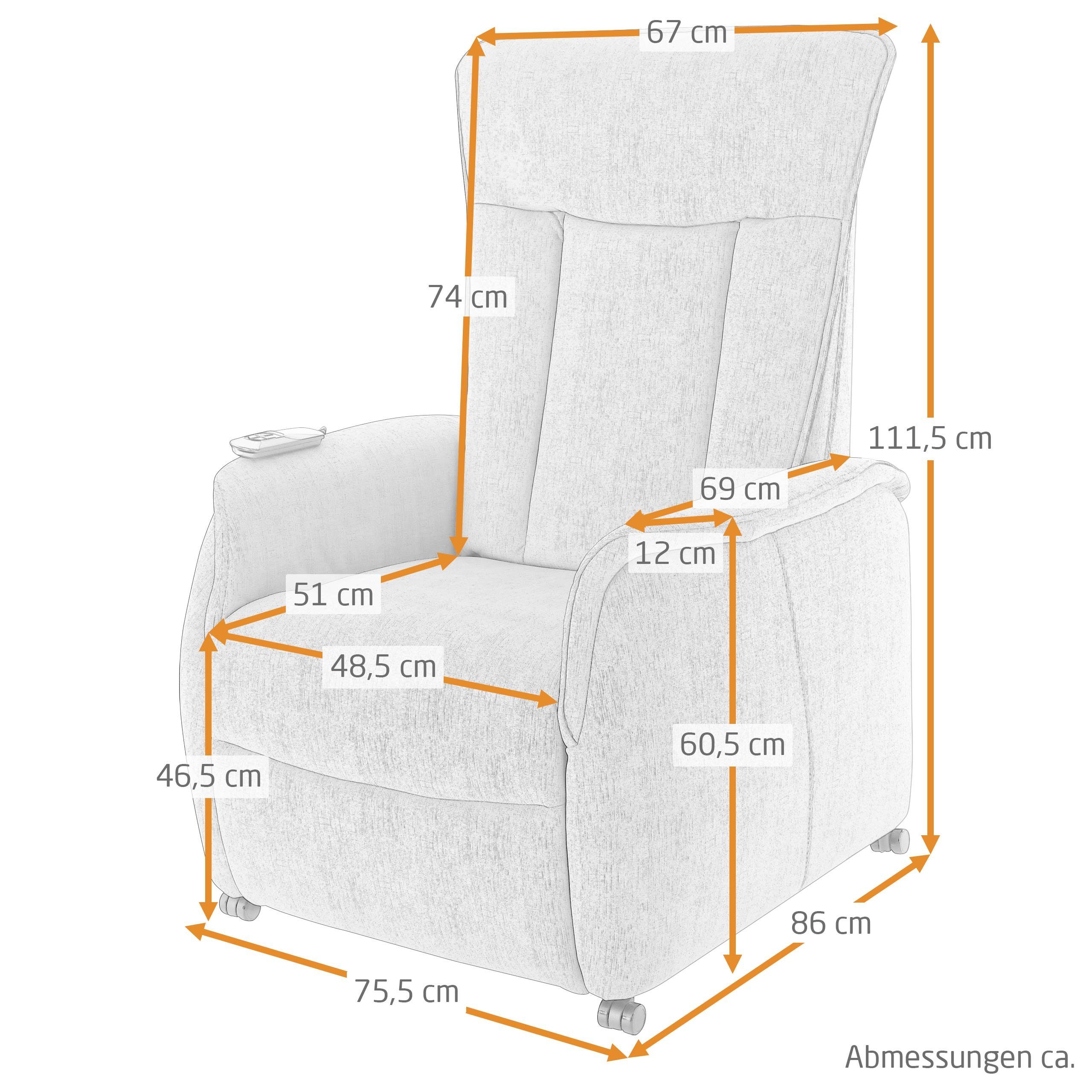 Farben kg Aufstehhilfe, & bis Raburg Taschenfederkern, Motoren, TV-Sessel 2 Stoffe, elektrische viele 120 Relaxfunktion, MARIE, & Liege-