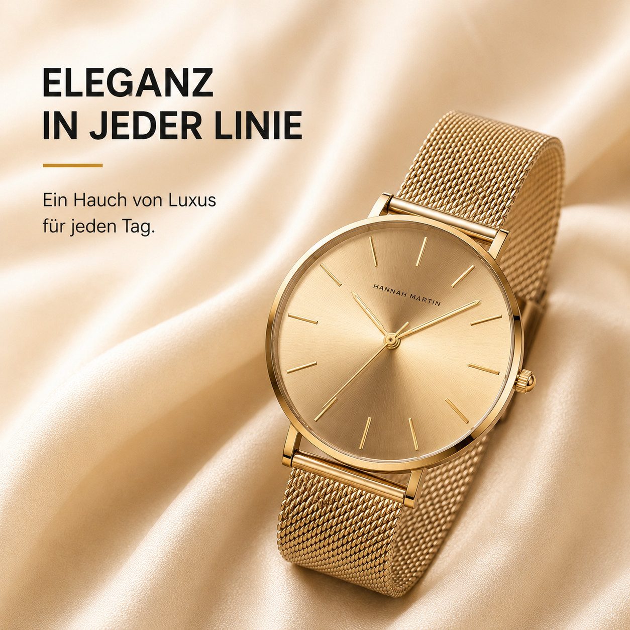Toomoke Quarzuhr Damen Armbanduhr 36 mm, Quarzuhr mit Edelstahl-Mesharmband, (Ultraflaches 6,9 mm Gehäuse, 3 ATM spritzwassergeschützt), Elegante Business Uhr in Gold