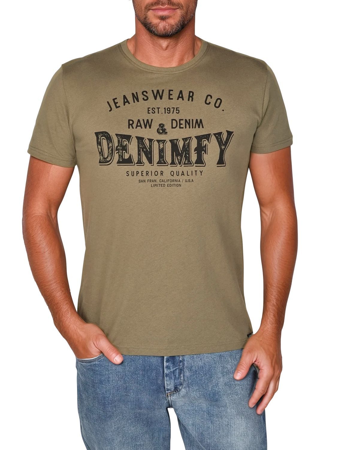 DENIMFY T-Shirt Herren Printshirt DFNuri Regular Fit (Vorteilspack, 4-tlg) Kurzarm Tee Shirt mit Rundhalsausschnitt aus 100% Baumwolle