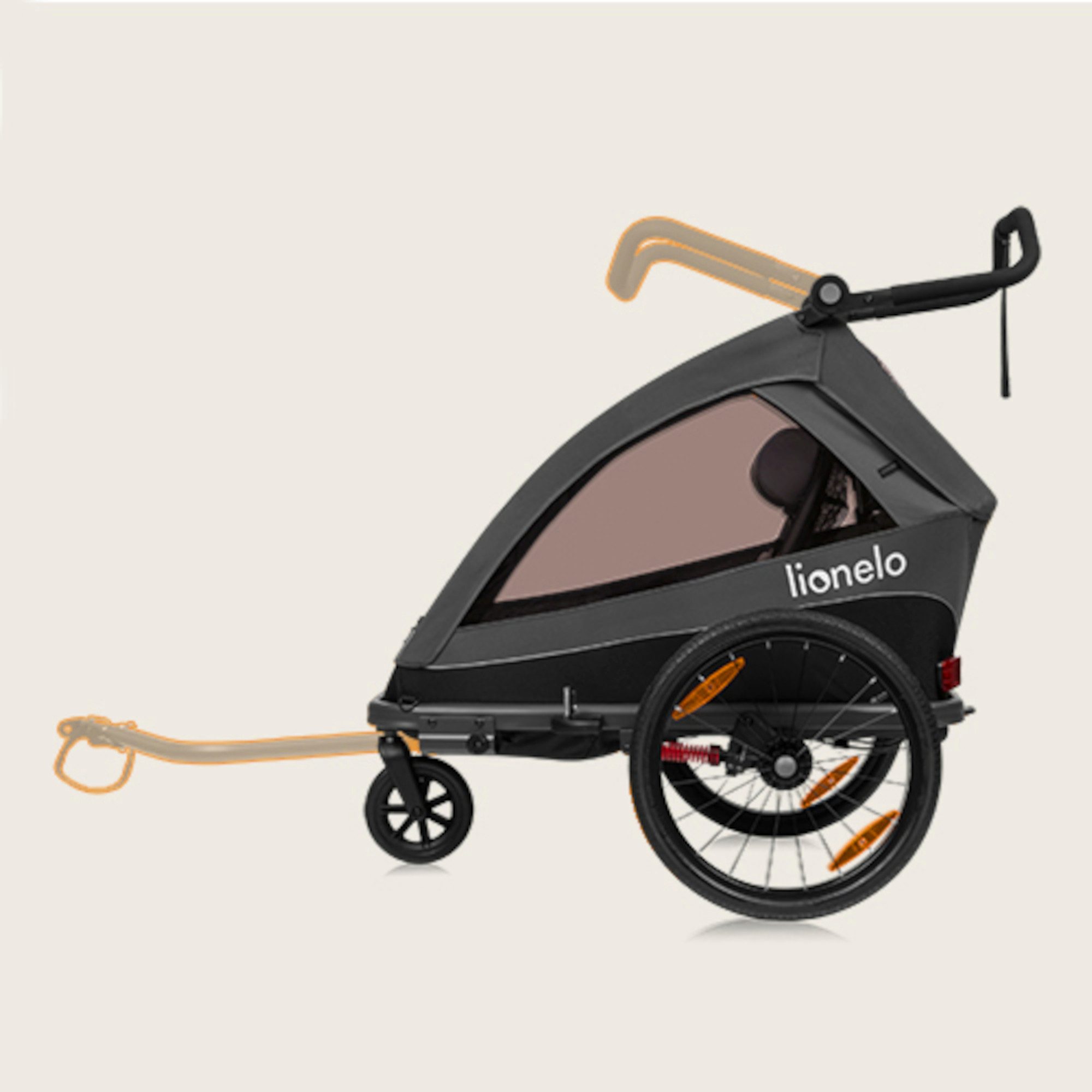 lionelo Fahrradkinderanhänger CAMA, 2in1 / SIQ / All-round-safety/ Head+/UPF 50+/60l Kofferraum