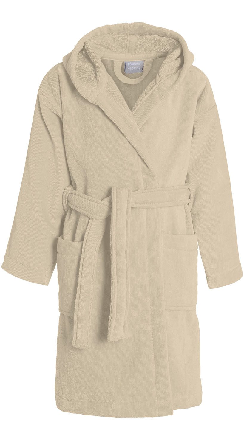 Seahorse Kinderbademantel Seahorse Pure, Langform, Velours, Kapuze, Gürtel, Langarm, aufgesetzte Taschen