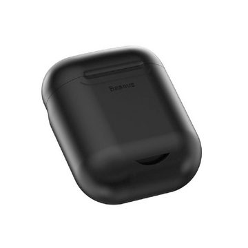 Baseus Kopfhörer-Schutzhülle Baseus AirPods Wireless Charger Schwarz Case Silikon Schutztasche mit QI Induktives Laden für Apple AirPods Kopfhörer