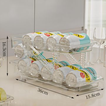 HIYORI Aufbewahrungskorb Kühlschrank Dosen Organizer - Doppelschichtiges Aufbewahrungssystem, für gekühlte Getränkedosen