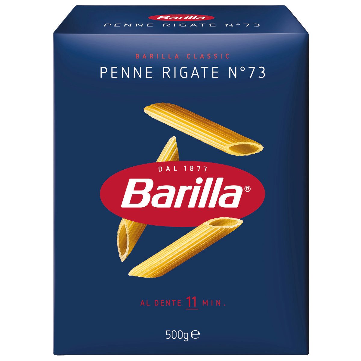 Barilla Nudeln, Barilla Penne Rigate Nummer 73 Pasta aus Hartweizengrieß 500g
