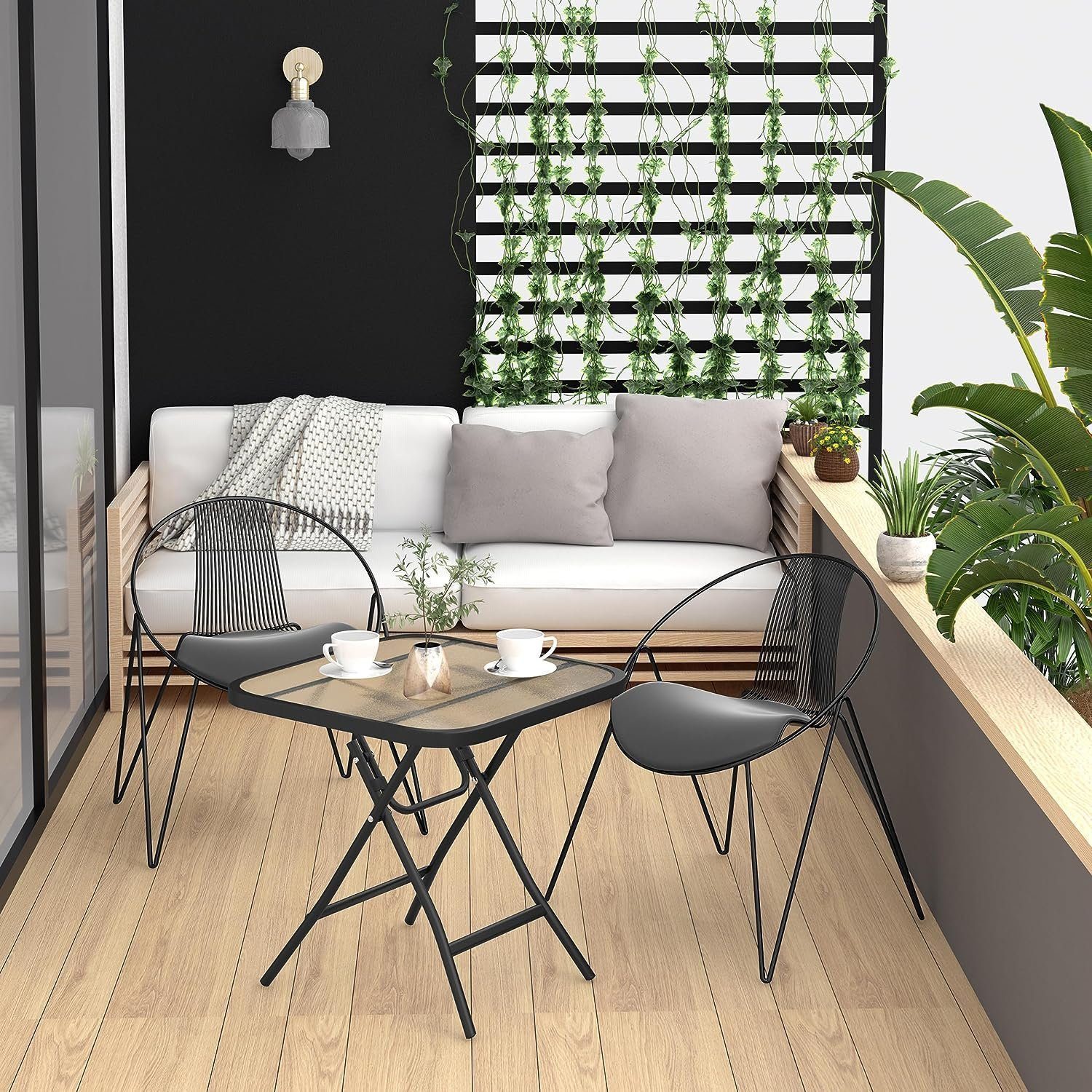 EUGAD Gartentisch (1-St), Beistelltisch klappbar, aus Glas&Metall, rechteck günstig online kaufen