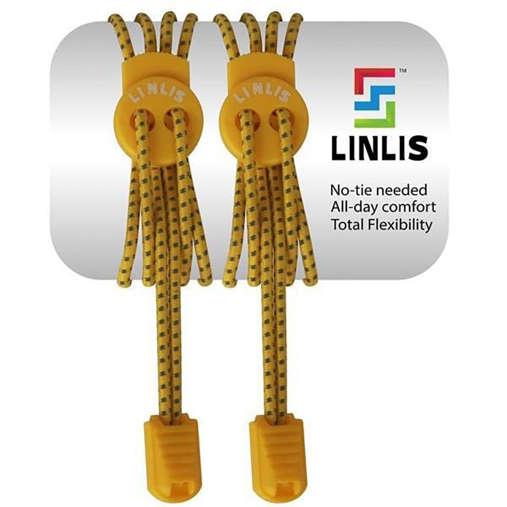 LINLIS Schnürsenkel Elastische Schnürsenkel ohne zu schnüren LINLIS Stretch FIT Komfort mit 27 prächtige Farben, Wasserresistenz, Strapazierfähigkeit, Anwenderfreundlichkeit Gelb-2